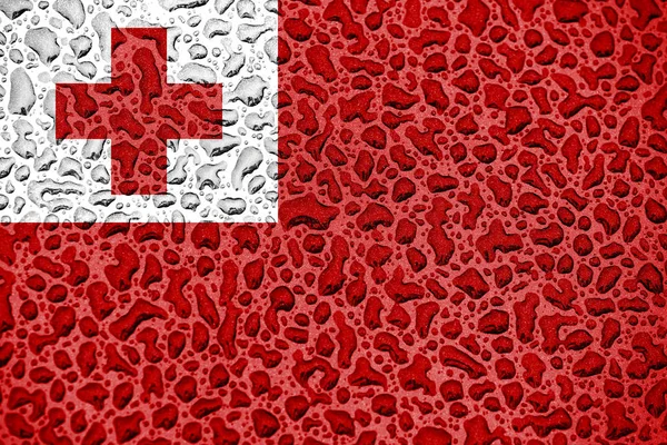 Bandera nacional Tonga hecha de gotas de agua. Concepto de temporada de previsión . — Foto de Stock