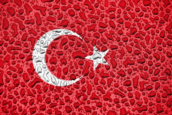 Turchia bandiera nazionale fatta di gocce d'acqua. Concetto di stagione previsionale . — Foto Stock