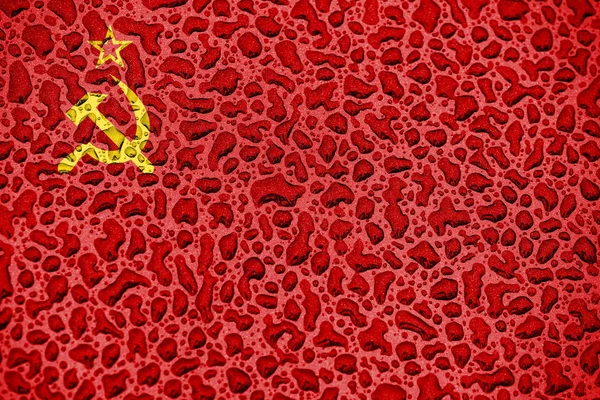 USSR nationella flaggan gjord av vattendroppar. Bakgrund prognos säsong koncept. — Stockfoto