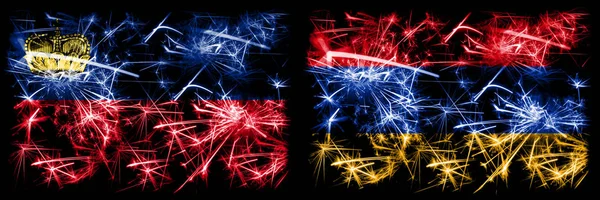 Λιχτενστάιν, Liechtensteins, Αρμενία, Αρμενική ιδέα για τα αφρώδη πυροτεχνήματα και σημαίες ιδεών — Φωτογραφία Αρχείου