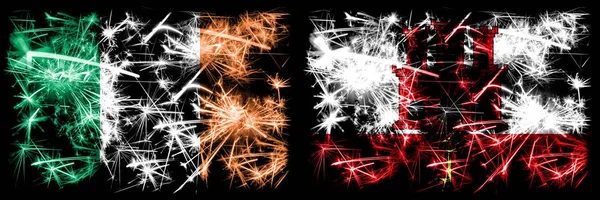 Irlandia, koncepcja błyszczących fajerwerków Gibraltal i flagi pomysłów — Zdjęcie stockowe
