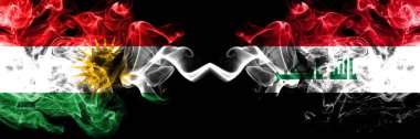 Kürdistan Irak 'a karşı, Iraklı duman bayrakları yan yana yerleştirildi. Kalın 