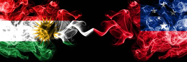 Kurdistan vs Samoa, Samoan smoke flags placed side by side. Thic — Stock Photo, Image