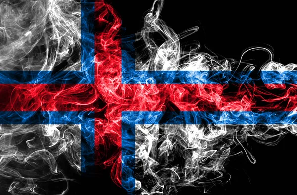 Isole Faroe Bandiera Fumo Danimarca Bandiera Del Territorio Dipendente — Foto Stock