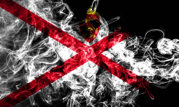 Jersey Smoke Flag Reino Unido Bandeira Território Dependente — Fotografia de Stock