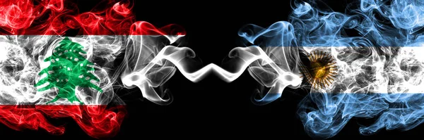Lebanon Argentina Argentinian Smoky Mystic Flags Placed Side Side Thick — Stock Photo, Image