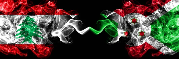 Ліван Проти Бурунді Пурундійський Димний Містичний Прапор Розміщений Пліч Пліч — стокове фото