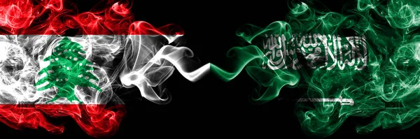 Libanon Szaúd Arábia Arab Füstös Misztikus Zászlók Egymás Mellett Vastag — Stock Fotó