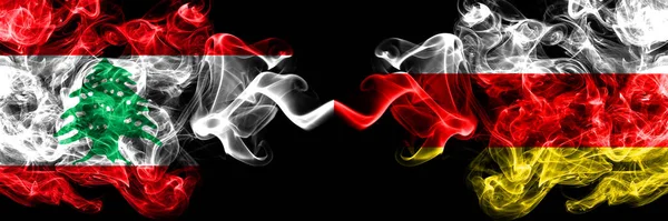 Lebanon South Ossetia Smoky Mystic Flags Placed Side Side Thick — Stock Photo, Image