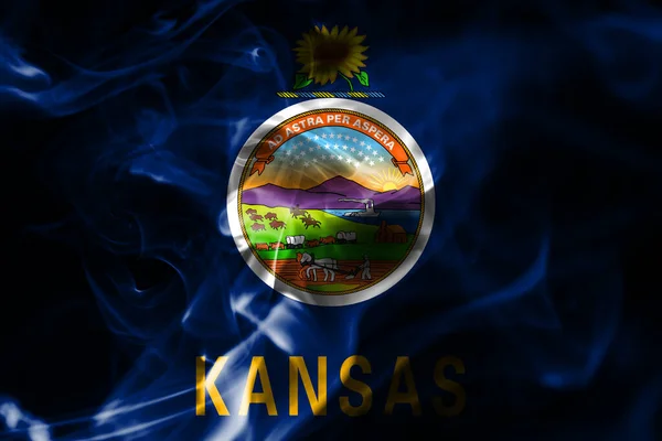 Kansas State Smoke Flag Stany Zjednoczone Ameryki — Zdjęcie stockowe