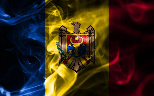Mołdawia Flaga Dymu Flaga Narodowa — Zdjęcie stockowe
