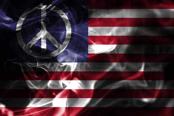 US Peace symbol smoke flag