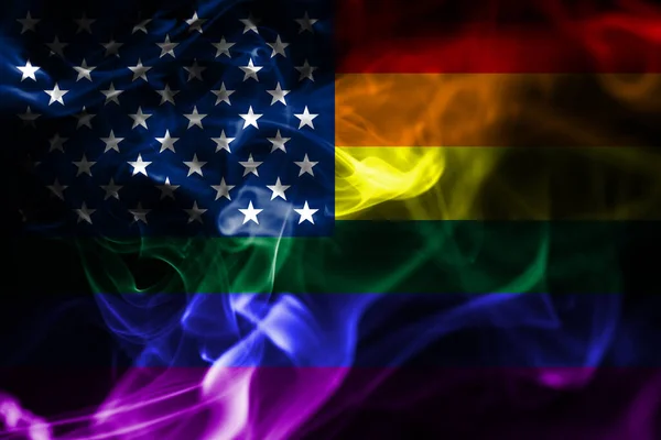 Usa Gay Rook Vlag Lgbt Usa Vlag — Stockfoto