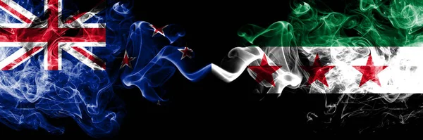 Nieuw Zeeland Syrië Syrische Arabische Republiek Oppositie Rokerige Mystieke Vlaggen — Stockfoto