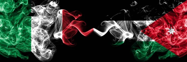 Italy Jordan Jordanian Smoky Mystic Flags Placed Side Side Thick — Stock Photo, Image