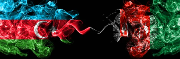 Azerbaijão Azerbaijão Afeganistão Afeganistão Bandeiras Místicas Fumegantes Colocadas Lado Lado — Fotografia de Stock