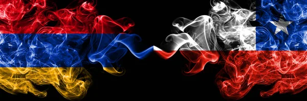 Armenia Chile Chilean Smoky Mystic Flags Placed Side Side Thick — Stock Photo, Image