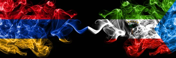 Armenia Equatorial Guinea Smoky Mystic Flags Placed Side Side Thick — Stock Photo, Image
