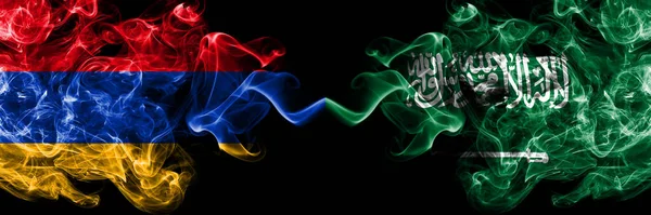 Armenia Saudi Arabia Arabian Smoky Mystic Flags Placed Side Side — Stock Photo, Image