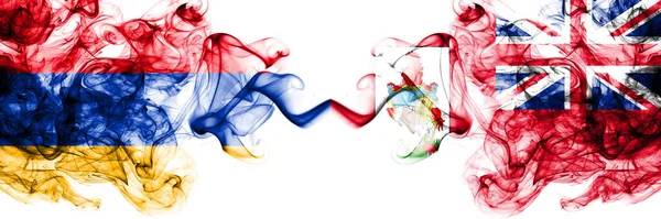 Armenien Kontra Storbritannien Bermuda Rökiga Mystiska Flaggor Placerade Sida Vid — Stockfoto