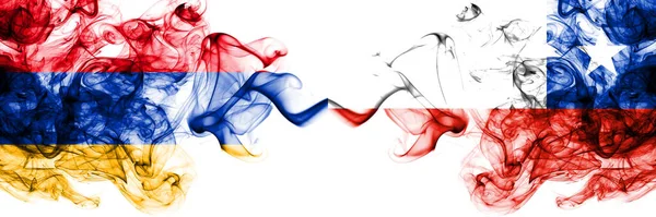 Armenia Chile Chilean Smoky Mystic Flags Placed Side Side Thick — Stock Photo, Image