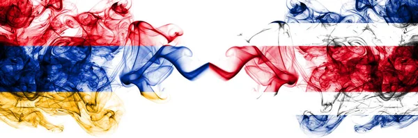 Armenien Costa Rica Rökiga Mystiska Flaggor Placerade Sida Vid Sida — Stockfoto