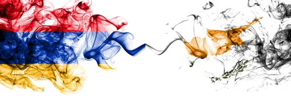 Armenia Cyprus Cypriot Smoky Mystic Flags Placed Side Side Thick — Stock Photo, Image