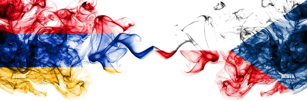 Armenia Czech Republic Smoky Mystic Flags Placed Side Side Thick — Stock Photo, Image