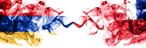 Arménie Francie Francouzština Wallis Futuna Kouřové Mystické Vlajky Umístěny Bok — Stock fotografie