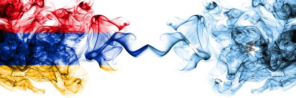 Armenia Micronesia Smoky Mystic Flags Placed Side Side Thick Colored — Stock Photo, Image