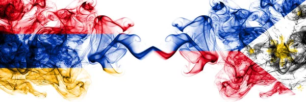 Armenia Philipines Smoky Mystic Flags Placed Side Side Thick Colored — Stock Photo, Image