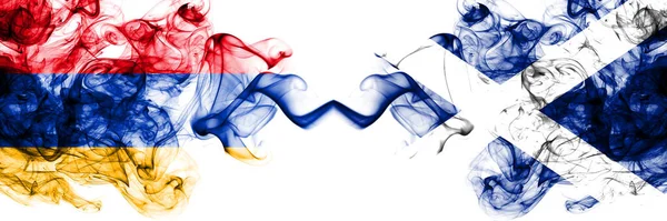 Armenien Skottland Skotska Skotska Rökiga Mystiska Flaggor Placerade Sida Vid — Stockfoto