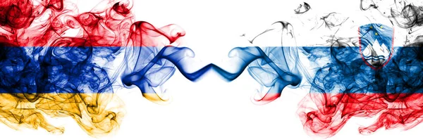 Armenia Slovenia Slovenian Savuinen Mystikko Liput Sijoitetaan Vierekkäin Paksu Värillinen — kuvapankkivalokuva