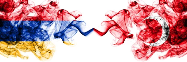 Arménie Turecko Turečtina Turk Kouřové Mystické Vlajky Umístěny Vedle Sebe — Stock fotografie