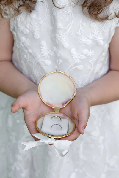 Little Bridesmaid Wedding Rings — Stock Photo, Image