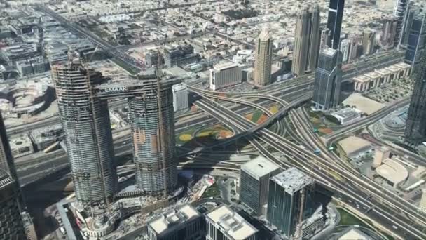 Utsikt Över Dubais Stadssilhuett Från Toppen Burj Khalifa — Stockvideo