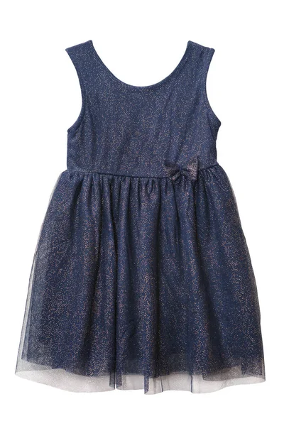 金色のスパンコールのついたネイビー ブルーの赤ちゃんドレス — ストック写真