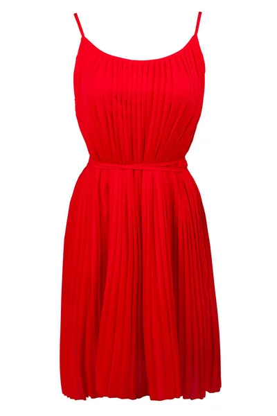 Red Pleated Dress Isolated White — Stock Photo, Image
