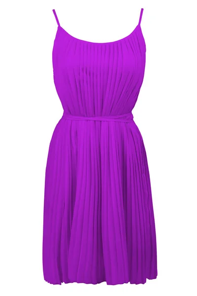 Purple Pleated Dress Isolated White — Stock Photo, Image