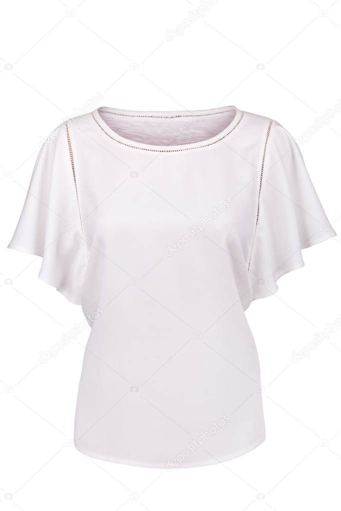 Elegant white blouse with flounced sleeves