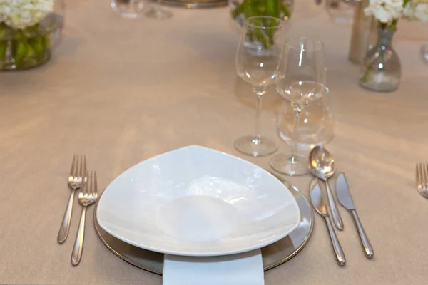 Conjunto Mesa Para Una Fiesta Evento Recepción Boda Cena Elegante —  Fotos de Stock