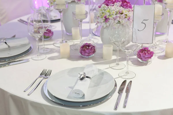 Tafel Set Voor Een Evenement Partij Bruiloft Receptie Elegante Tabel — Stockfoto