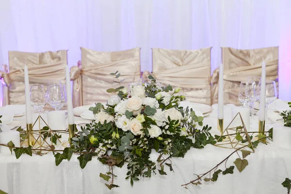 Tisch Gedeckt Für Eine Event Party Oder Hochzeitsempfang Luxuriöses Elegantes — Stockfoto