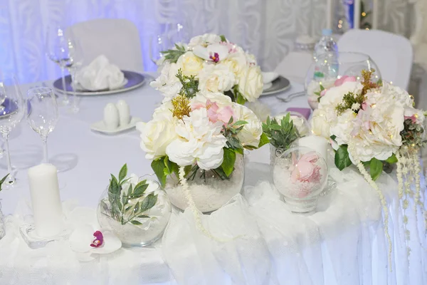 Tisch Gedeckt Für Eine Event Party Oder Hochzeitsempfang Luxuriöses Elegantes Stockbild