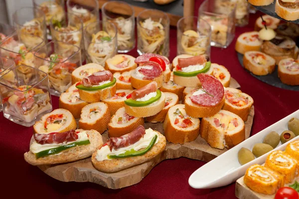 Catering Food Colorful Canapes Beautifully Decorated — Stock Photo, Image