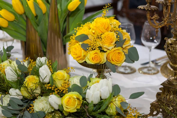 Tabellen För Händelse Party Eller Bröllopsfest Lyxiga Eleganta Tabell Inställning — Stockfoto