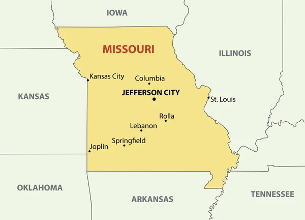 Missouri Vektoros Térkép Szerinti — Stock Vector