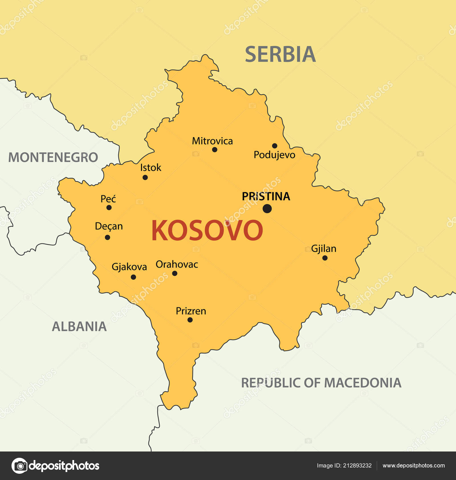 Depositphotos 212893232 Stock Illustration Republic Kosovo Vector Map 