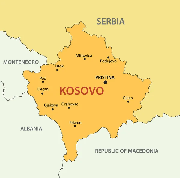 República Kosovo Mapa Vectorial — Vector de stock