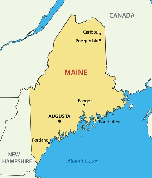 Maine - vektor - negara bagian Amerika Serikat - Stok Vektor